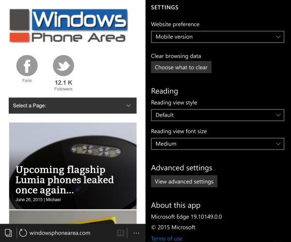 10149 Windows 10 Mobile build edge browser