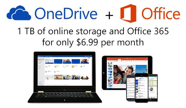 OneDrive 1TB free for Office 365