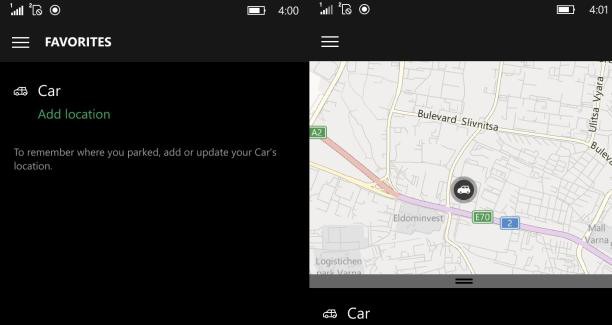 windows maps car location