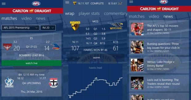 AFL Live app windows 10 mobile