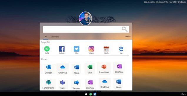 No Live Tiles and System Tray in ‘Windows Lite’