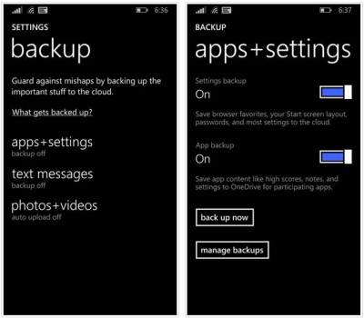 backup screen
