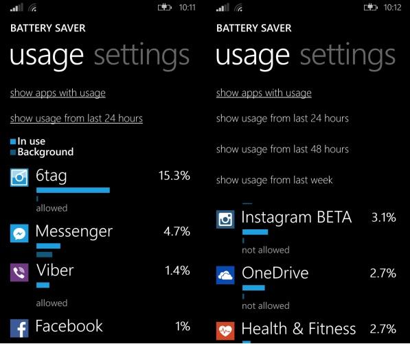battery saver windows phone 8.1 screens