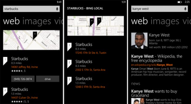 Bing search results on Windows Phone 8 get a new design 1