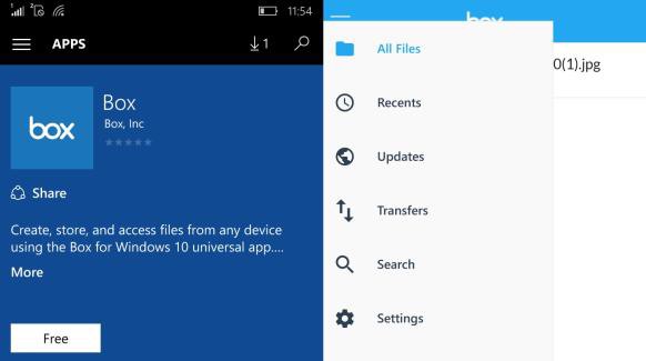 Box app for WIndows 10 Mobile