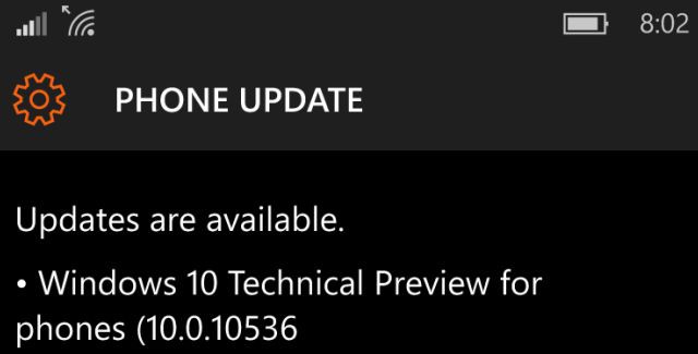 Phone Update build 10536
