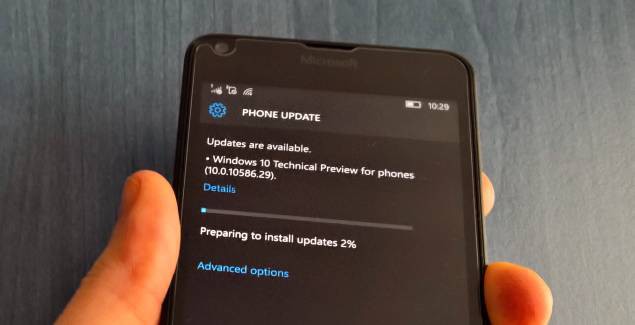 windows 10 mobile 10586.29