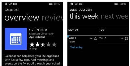 Calendar App for Windows Phone 8.1