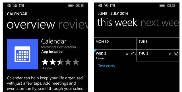 Calendar App for Windows Phone 8.1