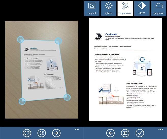 camscanner for windows phone 8 screens