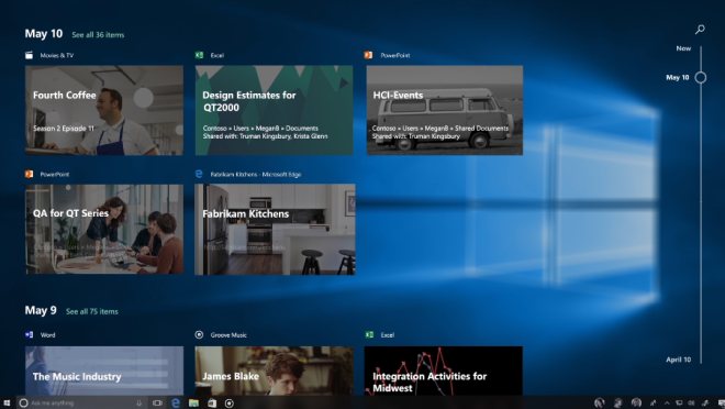 Timeline Windows 10 