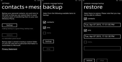 Contacts and Messages backup app sd card