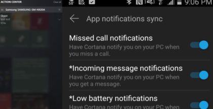 Cortana Android Syncing