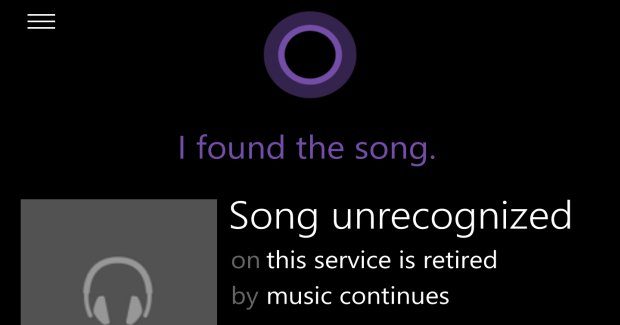 Cortana’s song recognition feature has been retired