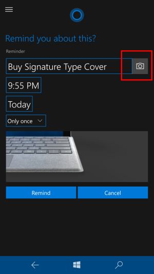 Cortana photo reminder