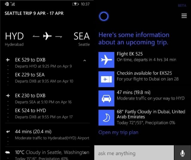 cortana flight planning