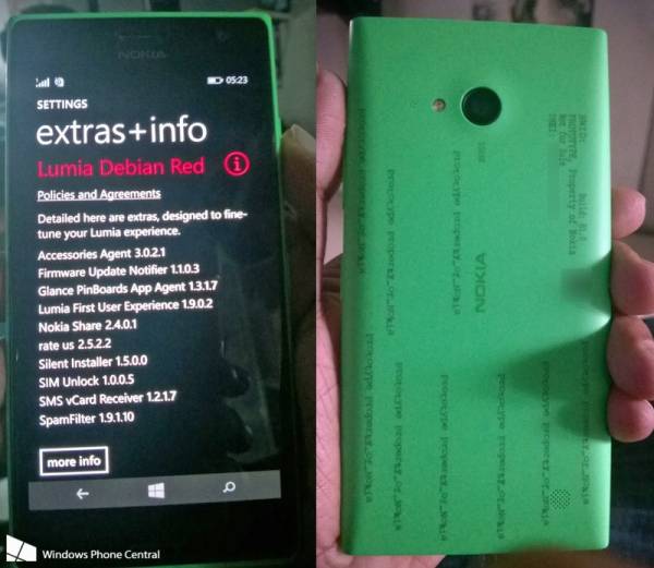 Nokia Lumia 730 running Lumia Debian Red firmware