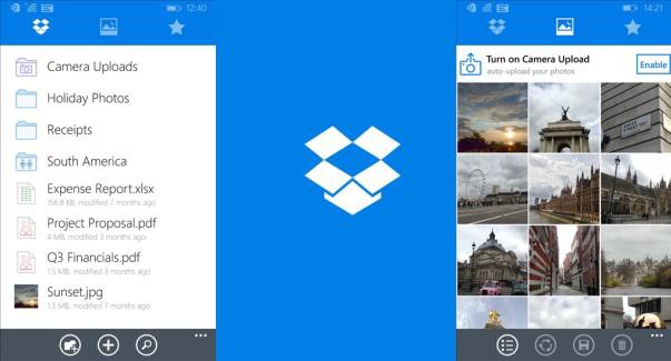 Dropbox app for windows phone