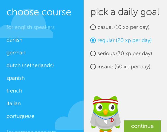Duolingo app screens for windows