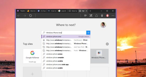 Microsoft Edge search engine