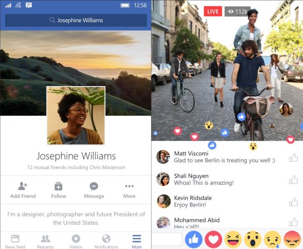 Facebook Beta windows 10 mobile