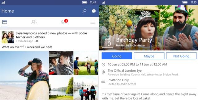 Redesigned Facebook Beta for Windows 10 Mobile