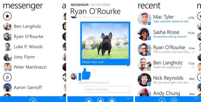 facebook messenger for Windows phone screenshots