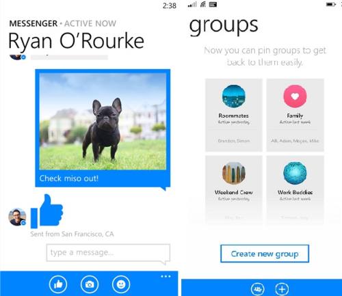 Facebook Messenger new groups screen