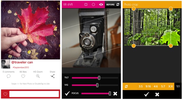 Screens of the updated Fhotoroom app for Windows Phone