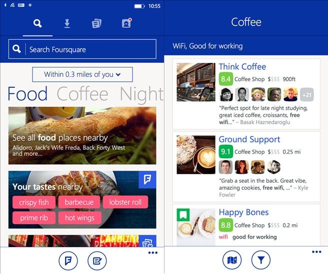 foursquare new application for windows phones