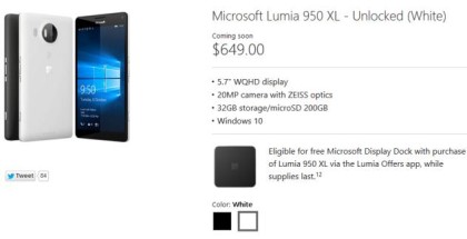 Lumia 950 XL free dock for Continuum