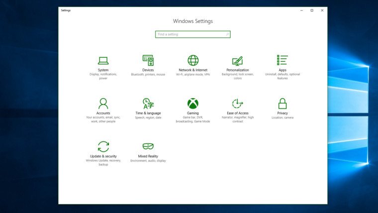 Settings gaming Windows 10 PC