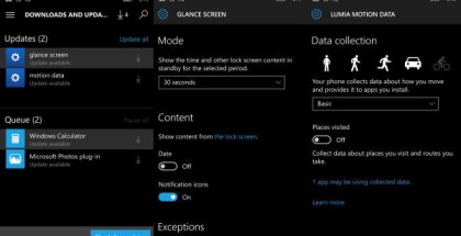 Glance Screen Motion Data