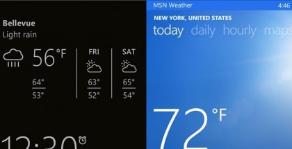 weather app and glance screen information