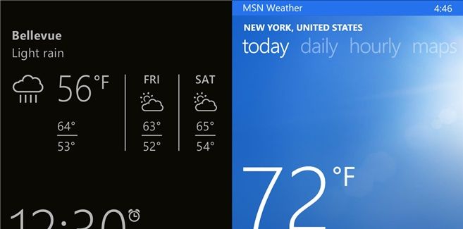 weather app and glance screen information