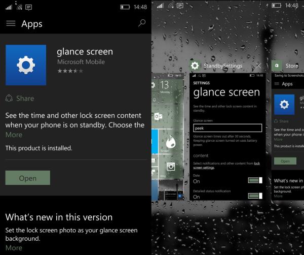 Glance Screen settings
