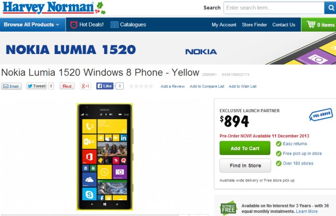Harvey Norman - Lumia 1520 sale