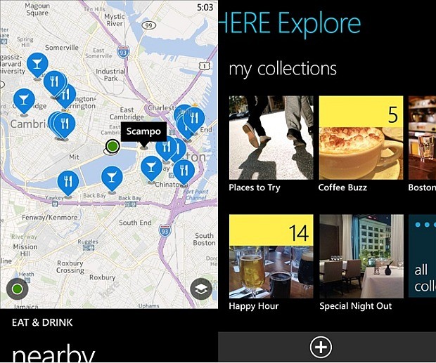 HERE Explore - map and my collection screenshots of the new Nokia mapping App 