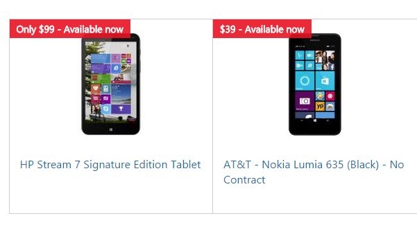HP and LUmia 635 deals at Microsoft Store