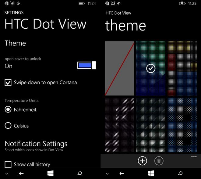 HTC Dot View case app for Windows Phones 
