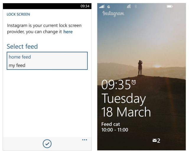 Instagram Windows Phone lock screen