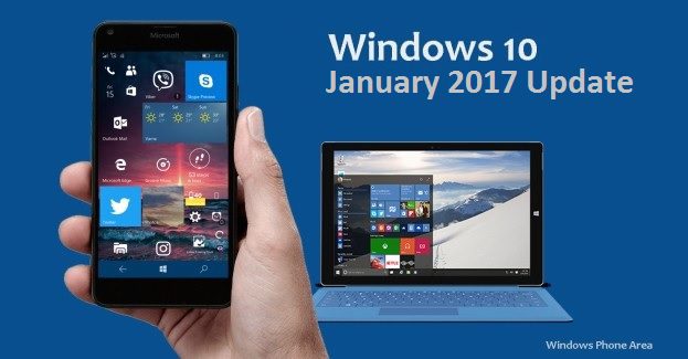 January 2017 cumulative update released for Windows 10 devices