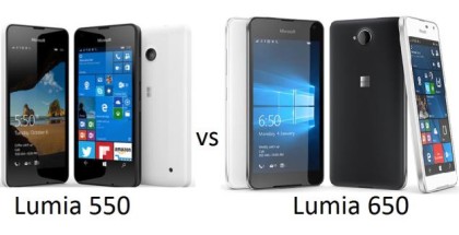 Microsoft Lumia 550 versus Lumia 650