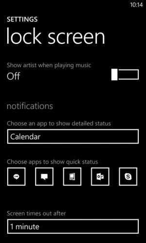 notification settings lockscreen windows phone 8