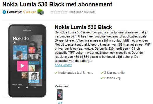 Lumia 530 in Holland 
