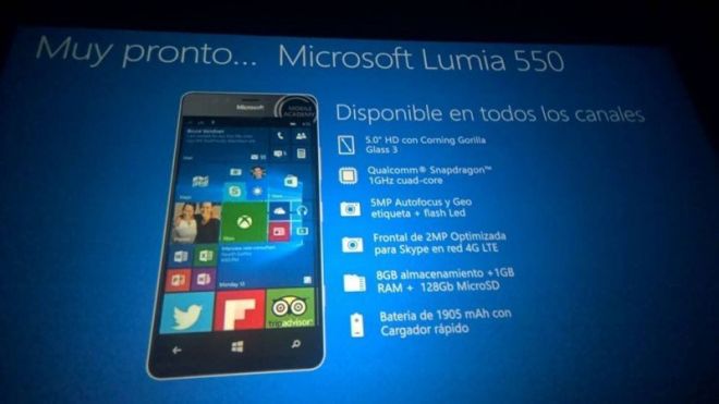 Lumia 550 specs
