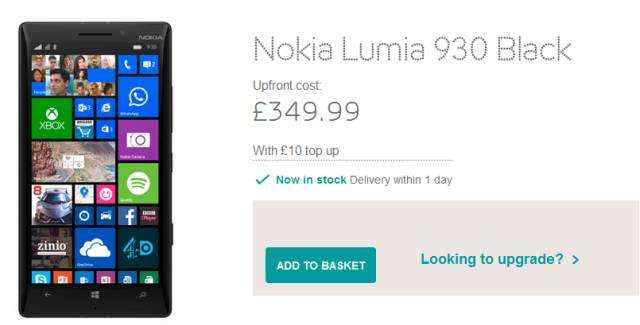 EE UK is offering Nokia Lumia 930 on Pay As you Go
