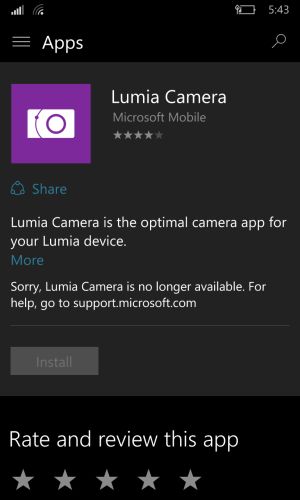 Lumia Camera not available