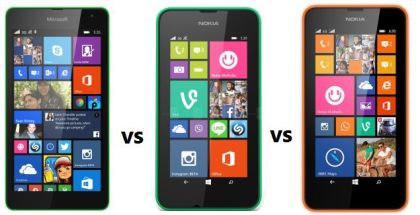 Comparison between Microsoft Lumia 530 vs Lumia 530 and Nokia Lumia 630