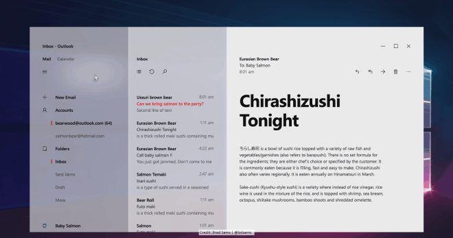 outlook mail redstone 3 windows 10